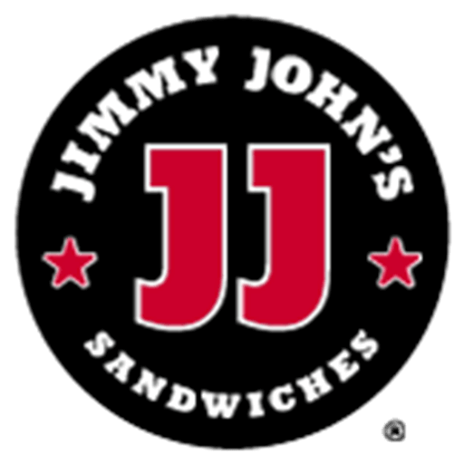 Jimmy John's, a sandwich franchise, features the letters 'jj' in red with two red stars and white text.